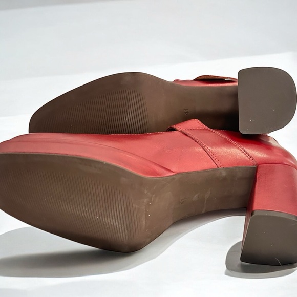 Miz Mooz Vintage Inspired Leather Red Chunky Block Peonie Heel Size 41 - Picture 9 of 9